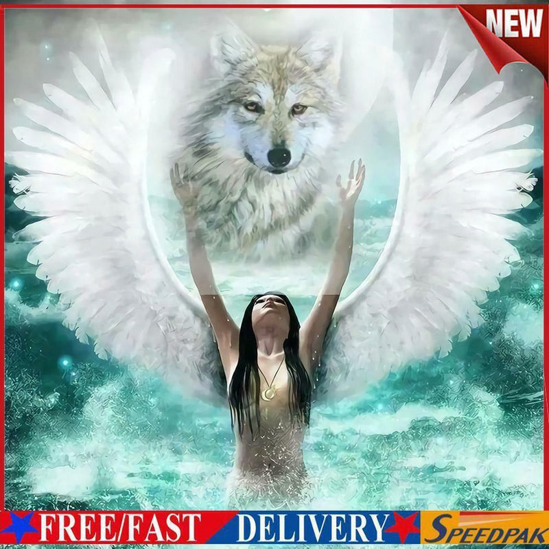 Diamond Painting Kits Full Round Angel and Wolf DIY Wall Arts Home Decor