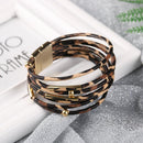 Clasp Bracelet Leopard Leather Bangle  Wide Wristband Bracelets & Bangles