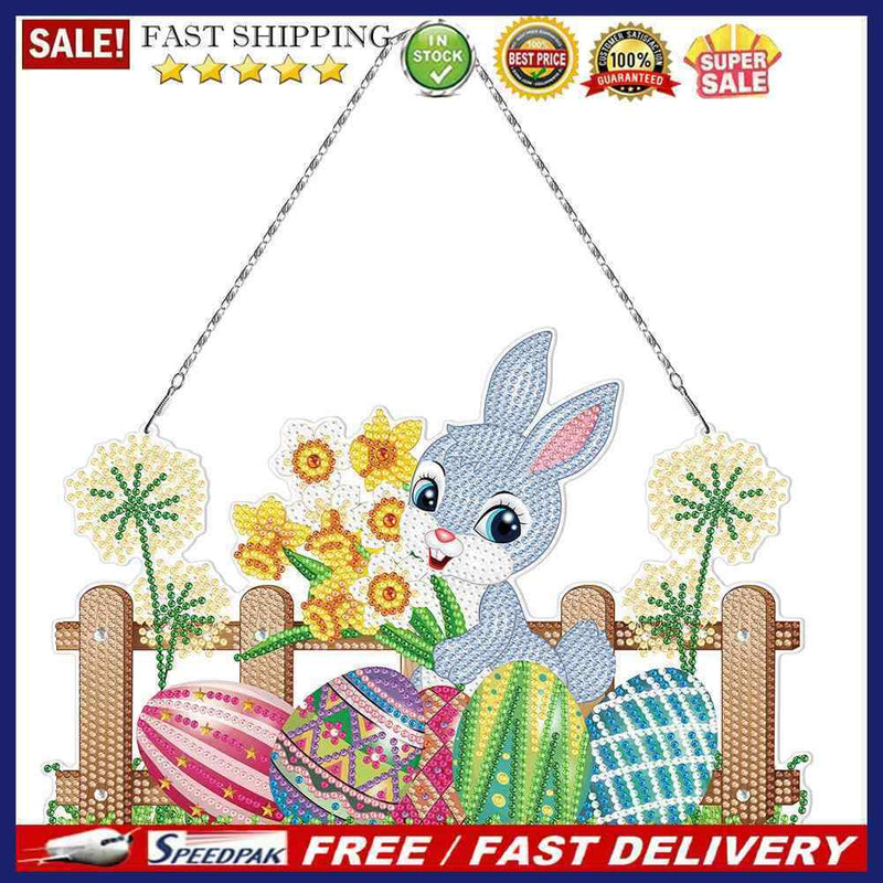 DIY Easter Bunny Hanging Ornaments Rhinestone Drill Pendant Party Decorations