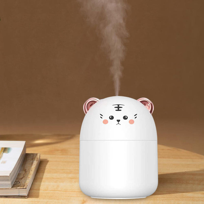 Air Humidifier Cute Tiger Aroma Diffuser with Night Light Cool Mist (White)