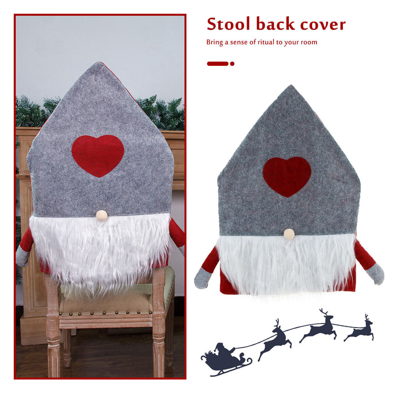 Christmas Chair Covers Plush Santa Love Heart Pointed Hat Cover (Grey)