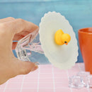 Cartoon Silicone Cup Cover Heat Resistant Sealed Cap Cups Lid (Yellow Duck)