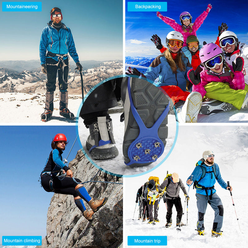 5 Teeth Spikes Crampons, Hiking Mountaineering Anti Slip Ice Snow Grips Crampons