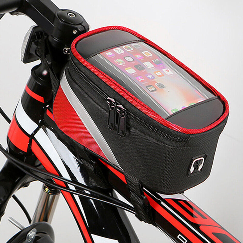 MTB Bike Bag Front Top Tube Touch Screen Mobile Phone Holder Case (Red) Newly