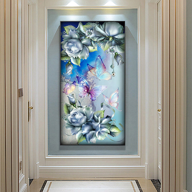 Full Round Drill Diamond Painting Butterfly Flowers Kits Picture DIY Wall A