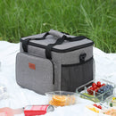 Oxford Cloth Lunch Bag Zipper Waterproof Thermal Tote Handbag (Grey S) Newly