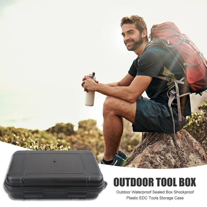 Outdoor Waterproof Sealed Box Shockproof EDC Tools Storage Case (Black XL) Newly