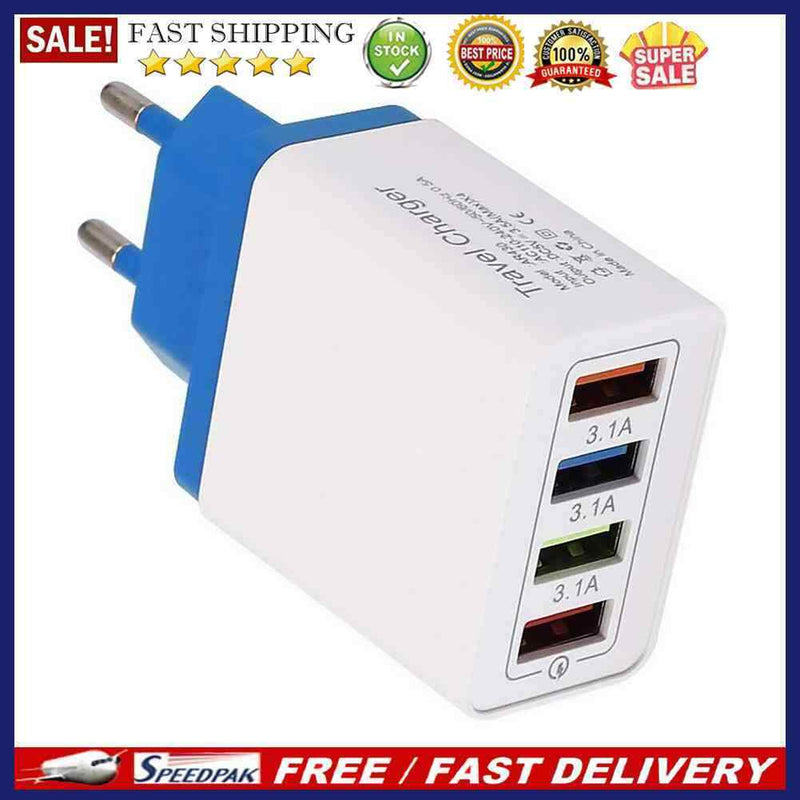 4 USB Travel Wall Charger 3A Mobile Phone Fast Charging Charger EU Plug Adapter