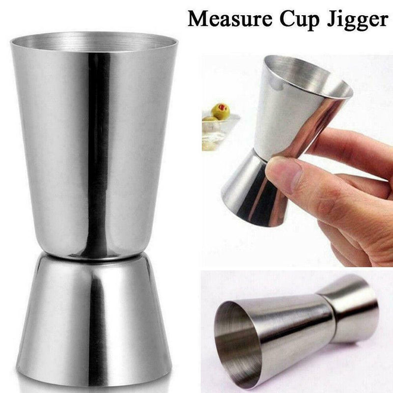 Steel Double Single Shot Measure Spirit Bar Cocktail Cup Drink T5X2