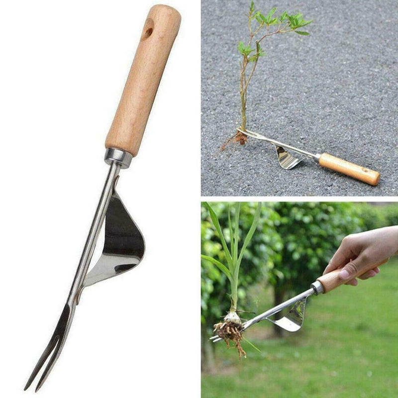 Heavy Duty Hand Weeder Weeding Weed Remover Puller Forks Metal Tool Garden E3H7