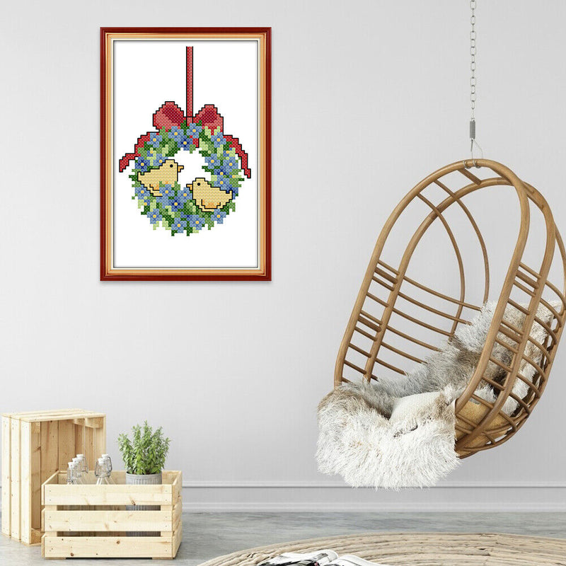 14CT Stamped Cross Stitch Needlework Embroidery Craft (C998 Xmas Wreath)