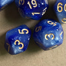 7pcs/Set Dichromatic Dices Digital Polyhedron Starry Sky Dice (Blue White) Newly