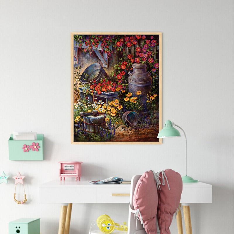 Yard Corner Oil Paint By Numbers DIY Acrylic Painting on Canvas Wall Art Pict