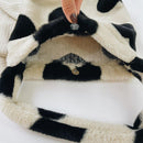 5pcs Retro Women Plush Leopard Love Shoulder Bag(Black Heart)