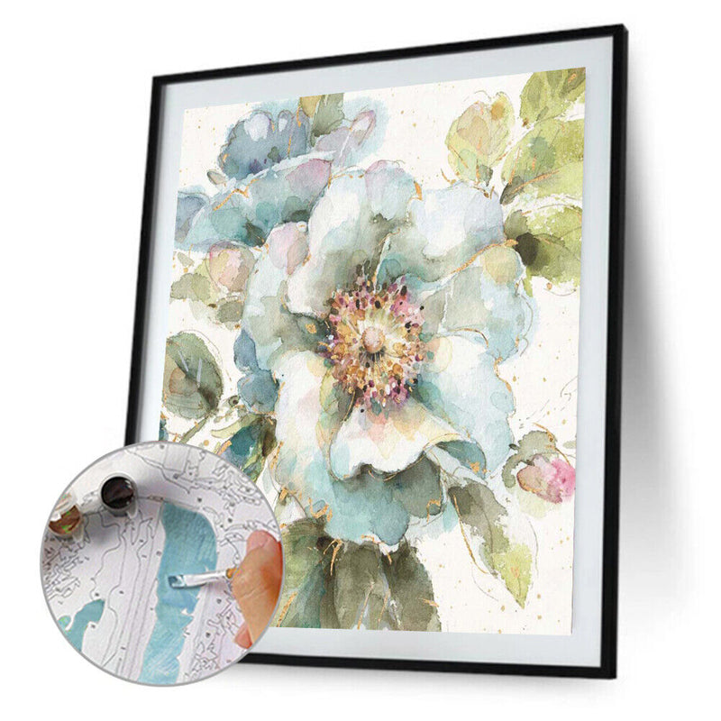 Canvas Painted Oil Paint By Numbers Flower Birds Wall Art Modern Bedroom Decor