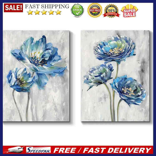DIY Hand Painted 2 Panel Paint By Numbers Oil Canvas Pictures Flowers Kit C