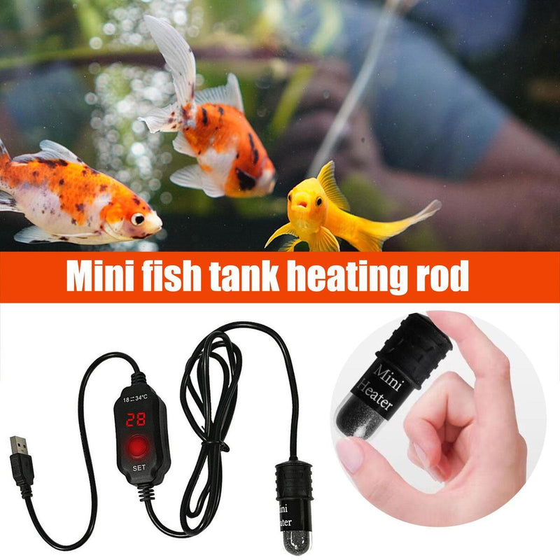 1*Mini Aquarium Fish Tank Heater USB Heating Rod Thermostat Heater Submersible~