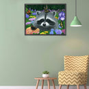 5D Diamond Painting Kit Raccoon in Flowers Full Round Drill Rhinestone DIY