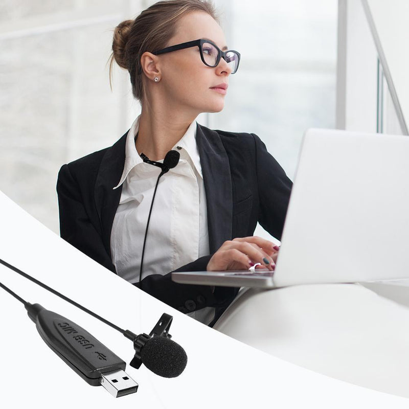 1.5m Length USB External Clip On Clamp Condenser Microphone Mic for PC Computer