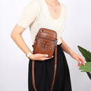 Women Soft Leather Messenger Bag Multi-layer Shoulder Zipper Small Phone Pouch