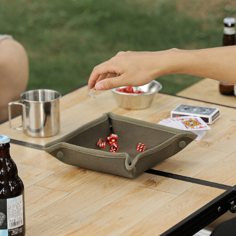 Canvas Storage Box Desktop Key Jewelry Sundries Lipstick Folding Tray (S) Newly