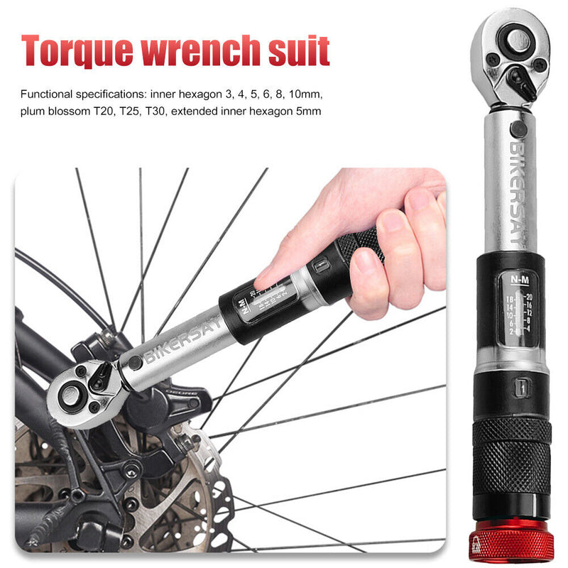 BIKERSAY 2-20Nm Torque Wrench Bicycle Repair Maintenance Spanner Tools Kit