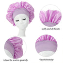Women Night Sleep Hair Cap Satin Adjustable Curly Hair Styling Hat (Purple)