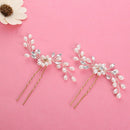 Rhinestones Handmade Crystal Floral Shape Bride Headdress Hairpins Hair Fork