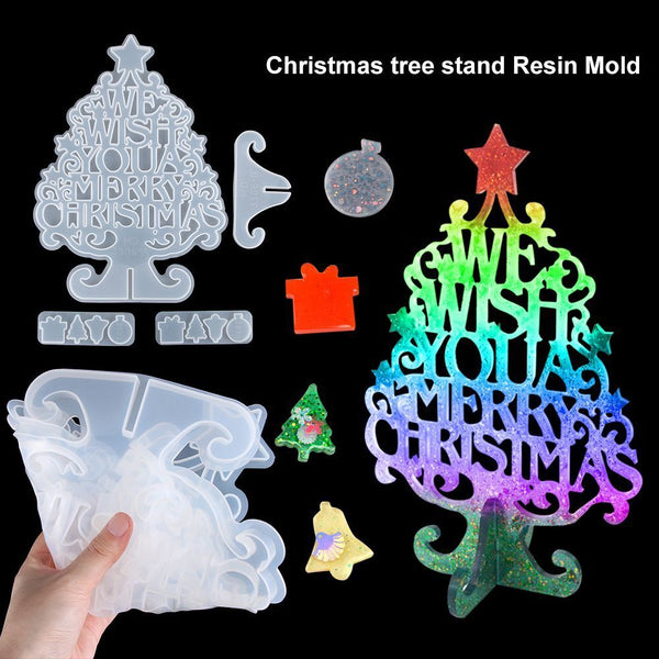 Epoxy Handmade Xmas Tree Christmas Mold Silicone  Mould Merry Christmas