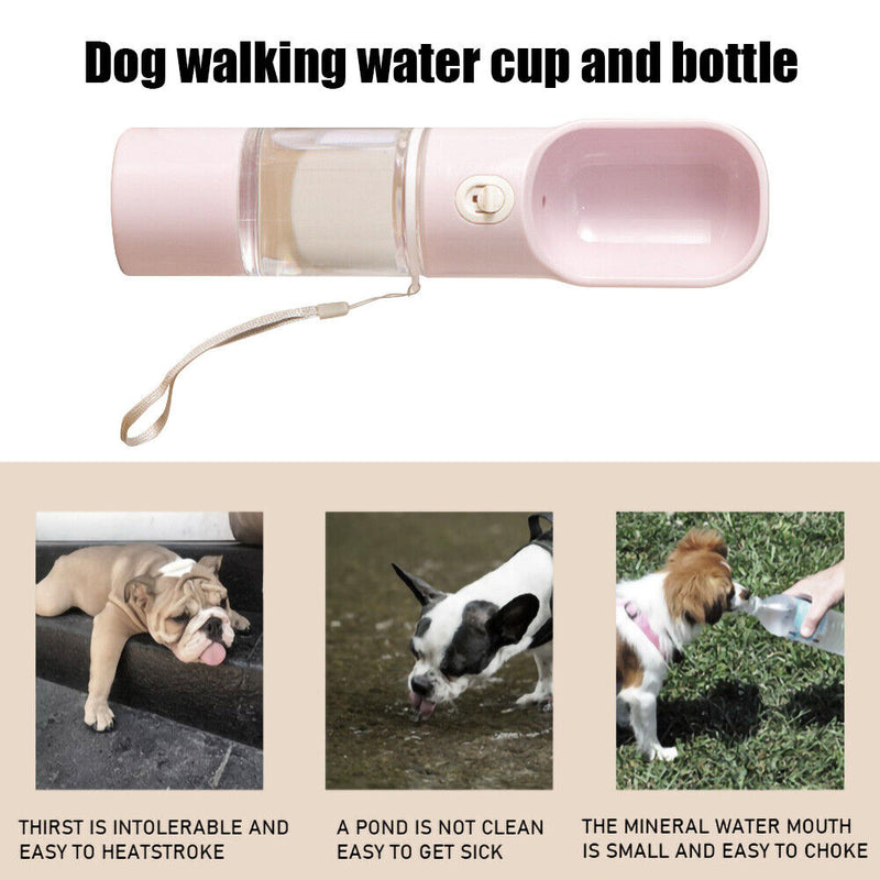Portable Pet Dog Water Bottle Travel Outdoor Walking Drinking Cups (Pink)