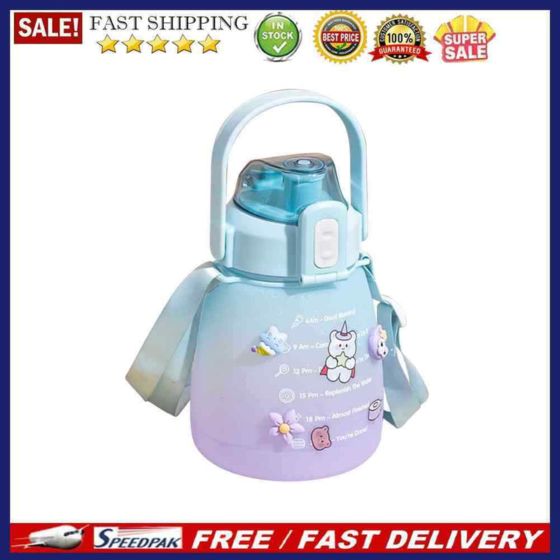 1.3L Large-capacity Water Bottle with Time Mark Leak-proof Cup for Outdoor Sp