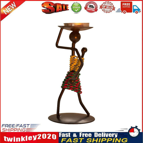 Creative Retro Metal Candle Holder Home Romantic Candlestick Ornaments (A) Newly