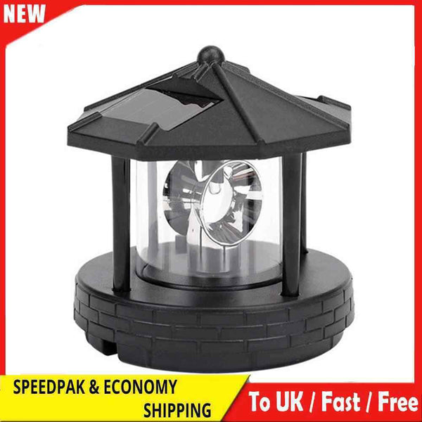 Solar Powered Lighthouse Shape Light Plastic LED Rotating Landscape Beam Lamp