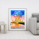 5D DIY Full Round Drill Diamond Painting Cartoon Castle Home Wall Art Craft Gift