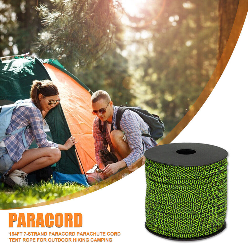 164ft 7-Strand Paracord Parachute Cord Tent Rope for Hiking Camping (Green)