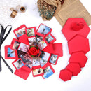 Explosion Box Hexagonal DIY Photo Album Scrapbooking Bomb Box Gift (Red) Newly