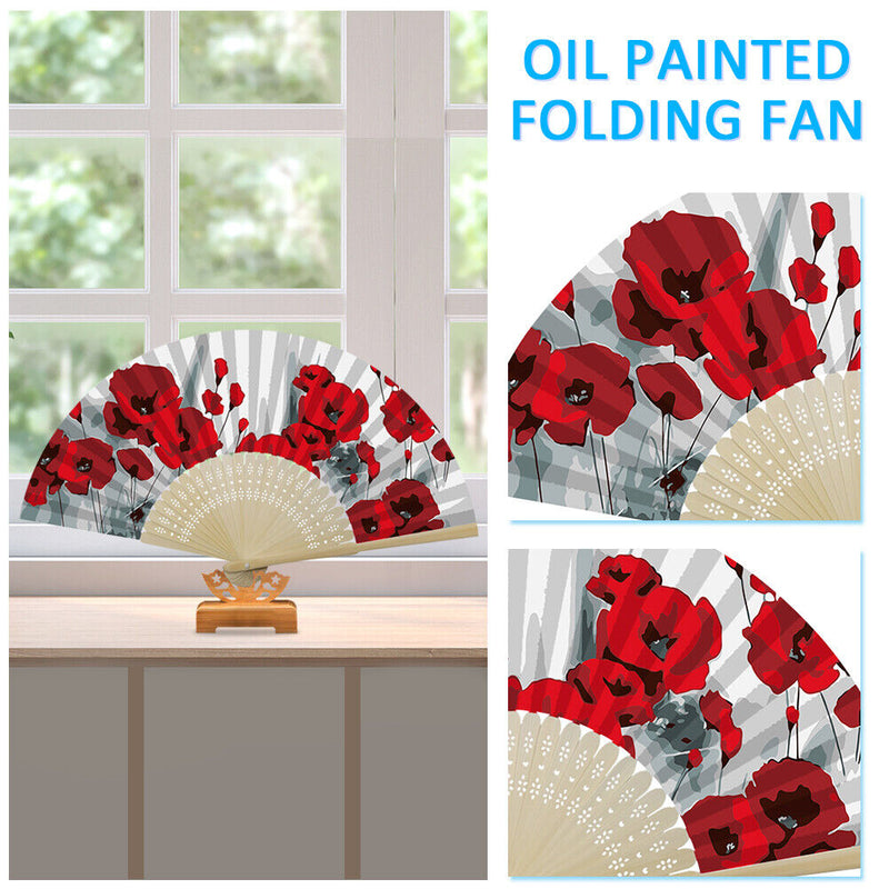 DIY Acrylic Drawing Paper Fans Rose Oil Paint Kit by Numbers Folding Fan Gi