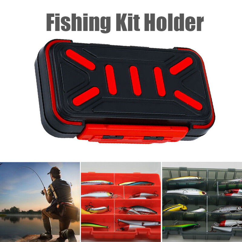 Fishing Waterproof Fish Tackle Box Double-Side Hook Bait Case (Black Red M)