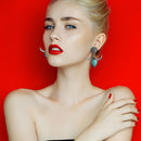 Retro Boho Bull Head Drop Dangle Earrings Western Turquoise Earring Jewelry