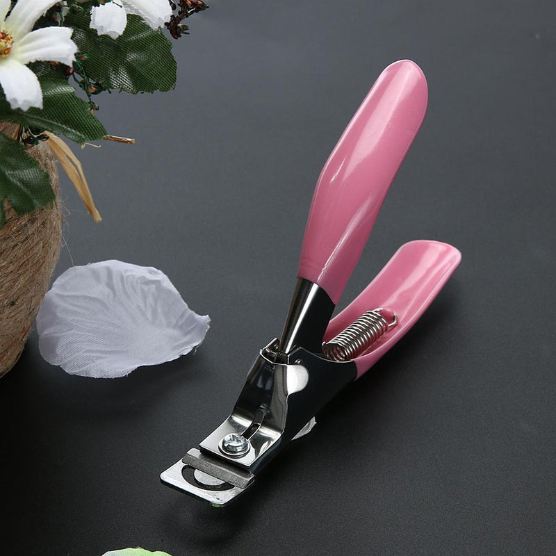 Manicure Cutter Clipper False Nail U One Word Cut Stainless Steel (Pink)