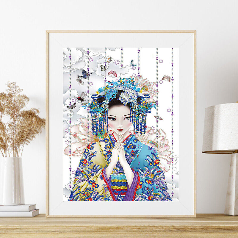 5D Diamond Painting Geisha Girl Partial Special Shape Drill DIY Mosaic Picture
