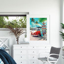 40x50cm Cross Stitch Full Embroidery Kit Beach Bus Scenery Home Decor Stamped