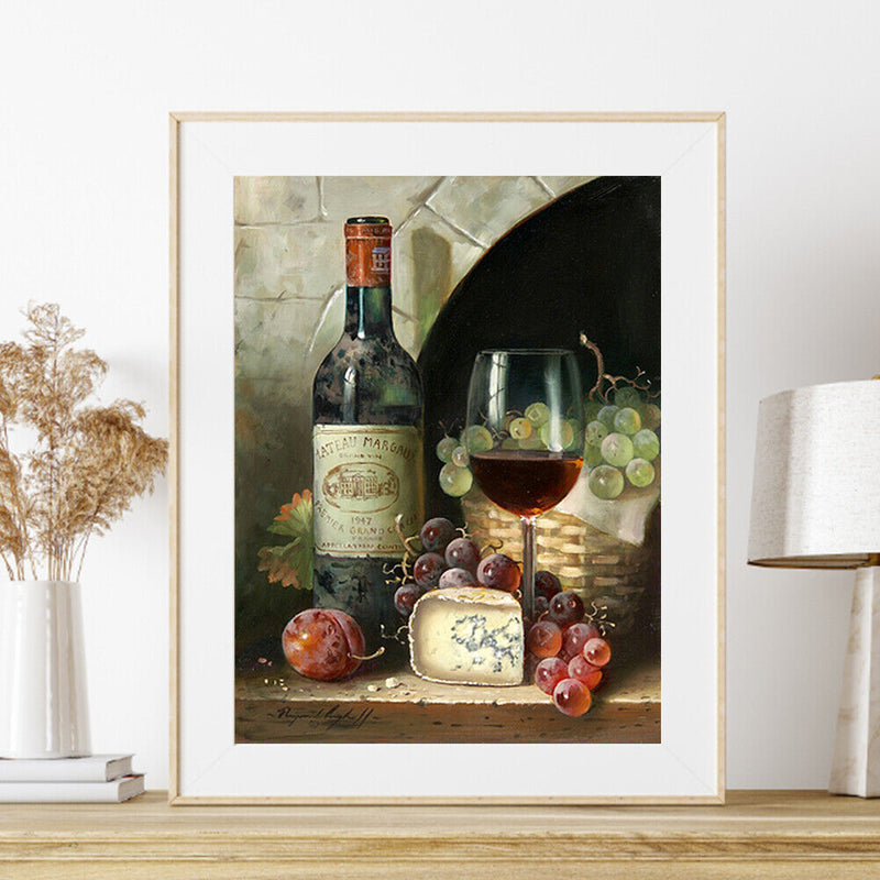 Diamond Painting 5D Full Round Drill Mosaic DIY Grape Wine Kit Wall Decorations