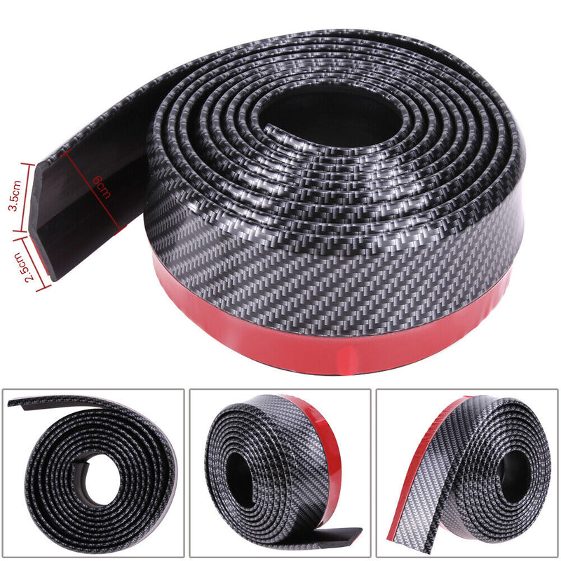 Black Soft Carbon Fiber Car Rubber Bumper Strip  Outside Bumper Front Lip Newly