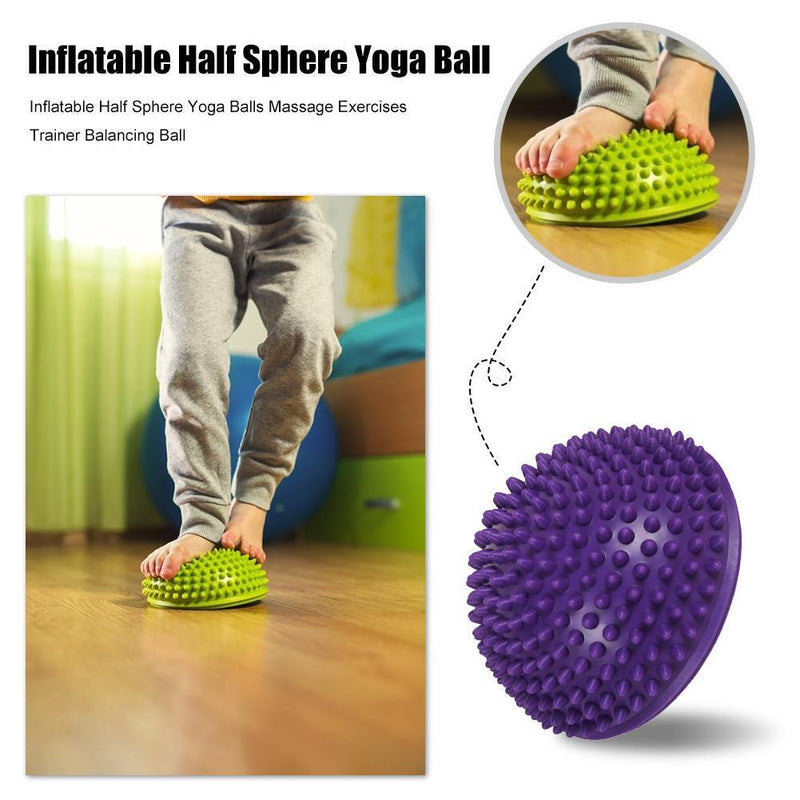 Inflatable Half Sphere Yoga Balls Massage Trainer Balancing Ball (Purple) Newly