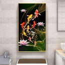 Koi Fish Lotus Diamond Painting Full Round Drill DIY Embroidery Kit 18x34