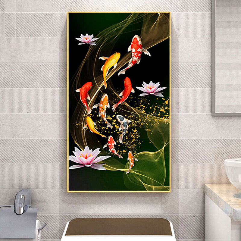 Koi Fish Lotus Diamond Painting Full Round Drill DIY Embroidery Kit 18x34