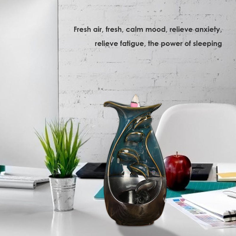 Ceramic Backflow Incense Burner Fragrance Holder Sandalwood Aromatherapy
