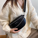 Women PU Chest Bag Alligator Leather Fanny Pack Chains Small Zipper Saddle Purse