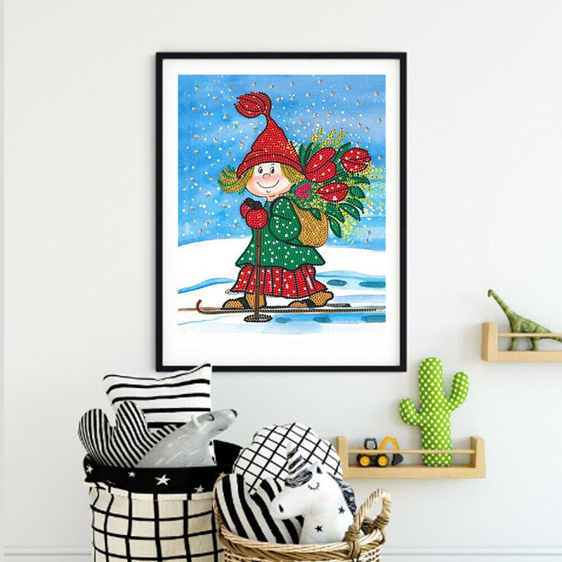 Girl Skiing 5D Part Drill Special Shaped Kit DIY Diamond Painting Home Ornaments